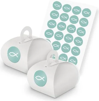 Produktbild von itenga SET 24x Geschenkschachtel mit Griff weiß + Sticker (Motiv 167)
