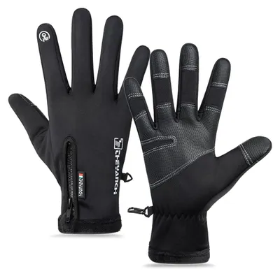 Produktbild von Radhandschuhe Fahrradhandschuhe Winterhandschuhe - Touchscreen - Wasserdicht - Schwarz - Größe L - Für Outdoor und Radfahren
