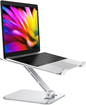 Produktbild von Ergonomischer Laptop-Ständer, verstellbar, rutschfest, belüftet, zusammenklappbar, 10–16 Zoll