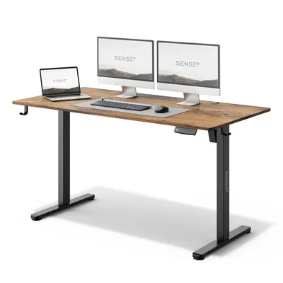 Obrázok produktu pre SENSE7 Nojo Výškovo nastaviteľný stôl 140x70 cm Elektrický Tmavohnedý Herný stôl Počítačový stôl Stojací stôl Funkcia pamäte Vzhľad dreva XXL