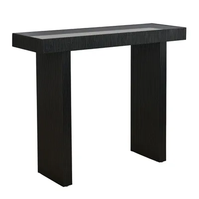 Produktbild von SVITA ALVARO Konsolentisch Rattanoptik Flur Schmal 110x38x85 Natur /Schwarz