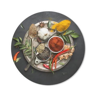 Produktbild von MuchoWow® Mauspad Mousepad Gewürze - Teller - Pfeffer - Schwarz - Löffel - Silber 30x30 cm - Mousepads - Maus Mat - Pad - Mausunterlage - Tischunterlage - Schreibtischmatten