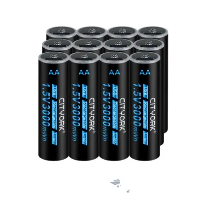 Obrázek produktu pro Dobíjecí baterie AA, kapacita 3000 mWh, nabíjení přes micro USB, žlutá barva