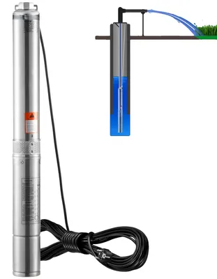 Immagine prodotto di Pompa sommergibile per pozzi profondi VEVOR, 750 W, 230 V, 60 Hz, portata massima 7,1 m³/h, prevalenza massima 75 m, con cavo di alimentazione di 9,1 m, pompa per acqua in acciaio inox classe di protezione IP68
