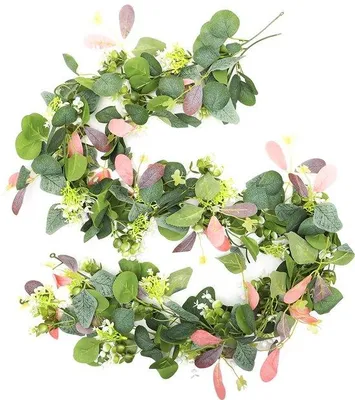 Produktbild von Eukalyptus-Blütenwreath, 1,8 m, Wohnzimmertischwreath, Frühlingswreath, künstliche Pflanze, Wandpflanze, Zimmereinrichtung, Innenraumdekoration