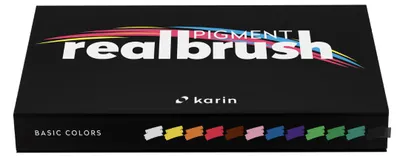 Zdjęcie produktu dla Markery akrylowe KARIN RealBrush Pigment, 12 kolorów podstawowych