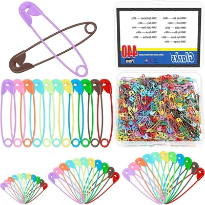 440 Stück 4,7 x 19 mm Sicherheitsnadeln Set in 11 Farben, starke und langlebige Nadeln für Kleidung, Handwerk und kreative