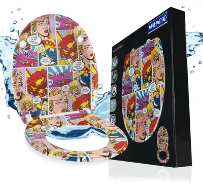 Image de WENKO SIÈGE WC Pop-Art Abaissement automatique Couvercle WC Lunettes Duroplast Comic