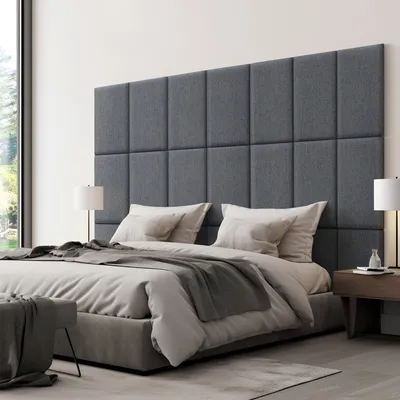 Image de Coussins muraux « Carpino » Panneau rembourré Lot de 3 Textile 60 x 30 cm Gris foncé