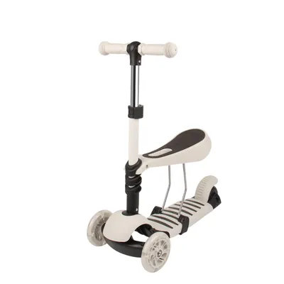 Produktbild von 3 in 1 Kinder Roller Scooter mit Abnehmbarem Sitz,LED-Räder,Höheverstellbarer Lenker,Tretroller - Kinder Roller Outdoor Spiel,für 2-8 Jahre Weiß