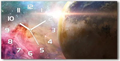 Produktbild von Wanduhr aus Glas – 60x30 cm - Glasbild - Glasuhr - Gehärtetes Glas - weisse-zeiger - Galaxis