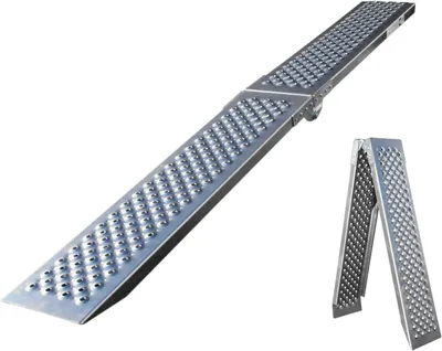 Productafbeelding van Oprijplaat - Laadramp aluminium - Voertuigen laden - Lichtgewicht sterk - 200 cm lang - Aluminiumkleur