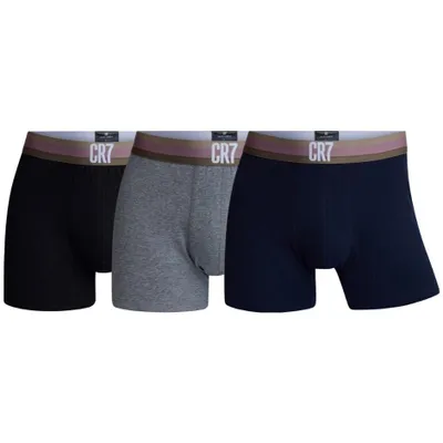 Produktbild von CR7 Boxershorts 3er-Pack – Blau, Schwarz & Grau aus Baumwolle