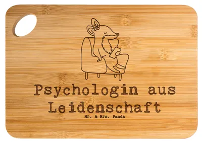 Produktbild von Mr. & Mrs. Panda holzschneidebrett Psychologin Leidenschaft - Transparent - Geschenk, jausenbrett, Frühstücksbrettchen, Schneidebrett, vesperbrett, Brett, vesperbrettchen