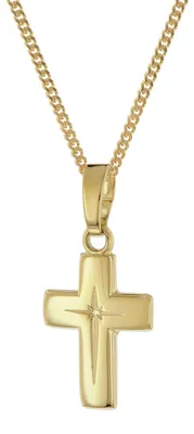 Produktbild von trendor 28392 Kreuz-Anhänger für Kinder Gold 585/14K mit goldplattierter Kette, 42 cm