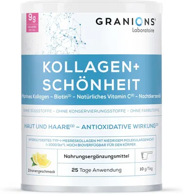 Produktbild von Kollagen Pulver 250g - Biotin Haare - Kollagen - Vitamin C - Hyaluronsäure - Schönheit Haut - Hohe Assimilation, Marine kollagen Geschmack Zitrone