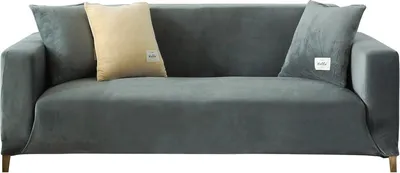 Produktbild von (1-Sitzer, Hellgrau) Dicke Sofabezüge aus Samt, 1, 2, 3, 4-Sitzer, hochelastischer, rutschfester Sofabezug, Möbelschutz, Plüsch-Sofa-Schonbezüge mit 1 Kissenbezug für Wohnzimmer, Hunde, Katzen, Haustiere
