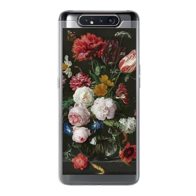 Produktbild von MuchoWow® Handyhülle Schutzhülle Hülle für Samsung Galaxy A80 Stilleben mit Blumen in einer Glasvase - Gemälde von Jan Davidsz. de Heem Silikon Softcase Handy Hülle - Schutzdeckel