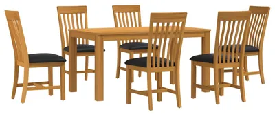 Produktbild von vidaXL Essgruppe 7 stk. Schwarz Massivholz Eiche