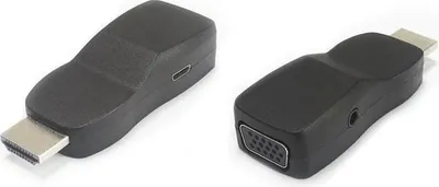 Produktbild von HDMI-zu-VGA-Konverter, Miniaturdesign mit Audio- und Stromanschluss, schwarz