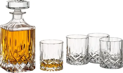 Produktbild von gouveo Whiskykaraffe mit 4 Gläser 35148 - Whisky-Set aus hochwertigem Glas mit 4 passenden Whisky-Gläsern - Tolles Geschenkset für Männer und Whisky-Liebhaber