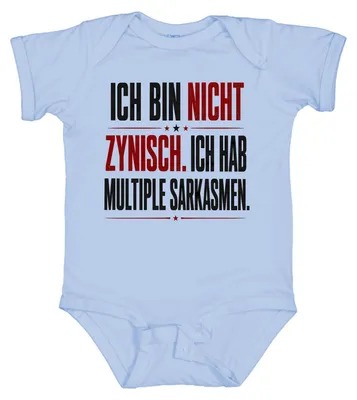 Zdjęcie produktu dla Nie jestem cyniczny. "Wiele sarkastycznych stwierdzeń". Body dla dziecka, jasnoniebieski, rozmiar 12/18