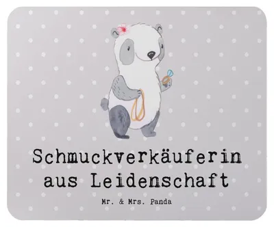 Produktbild von Mr. & Mrs. Panda Mouse Pad Schmuckverkäuferin Leidenschaft - Grau Pastell - Geschenk, mousematte, Ausbildung, Juwelier, Lustig, pc mousepad, AusbildungSpruch, Mauspad