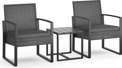 Immagine prodotto di Salottino da giardino esterno OK-Living  Antracite 3 pezzi, con tavolo, Model 37057