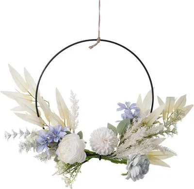 Produktbild von Famanu Türkranz Sommer Trockenblumen Dekoration - Weiß Blau