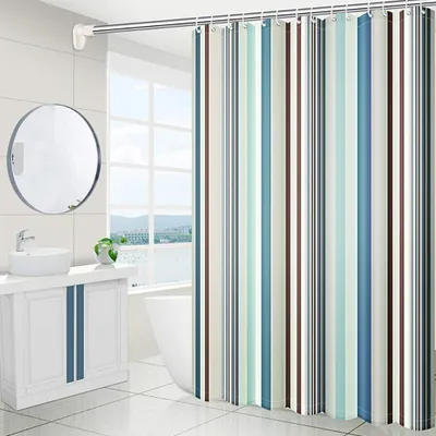 Produktbild von 180 x 200 cm Duschvorhang aus Stoff – schimmelresistent und wasserdicht – antibakteriell – waschbares PEVA – mit Ringen
