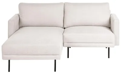 Zdjęcie produktu dla BELIANI Sofa prawostronna narożna poliester jasnobeżowy 192 x 155 cm narożnik rogówka czarne metalowe nóżki tapicerowana minimalistyczna nowoczesna