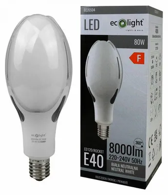 Immagine prodotto di Lampada per lampioni Ecolight Rocket E40, 80W, 4000K, 8000 lumen, marca ECOLIGHT