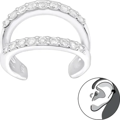 Produktbild von 925 Sterling Silber Ear Cuff Ohrklemme mit Zirkonia-Steinen
