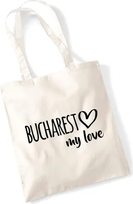 Produktbild von Huuraa Jutebeutel Bucharest my love 10 Liter Natural Baumwolle Tasche Geschenkidee