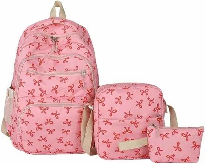Immagine prodotto di Zaino da viaggio leggero da donna, composto da 3 pezzi, dal design elegante. Zaino da viaggio capiente e casual. Zaino da scuola pratico ed elegante. Zaino da viaggio versatile ed elegante. Ideale per vacanze e viaggi. Colore: rosa