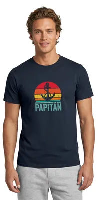 Produktbild von Spreadshirt Papitän Papa Ist Kapitän Männer T-Shirt, 3XL, Navy