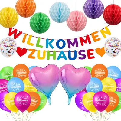 Produktbild von Willkommen Zuhause Banner - Dekorative Willkommens-Girlande - Zur Dekoration für den Eingangsbereich