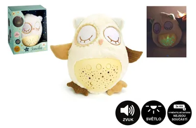 Immagine prodotto di Gufo Sleepy peluche 25cm a batteria con luce e suoni in scatola 22x26x17cm 0m+