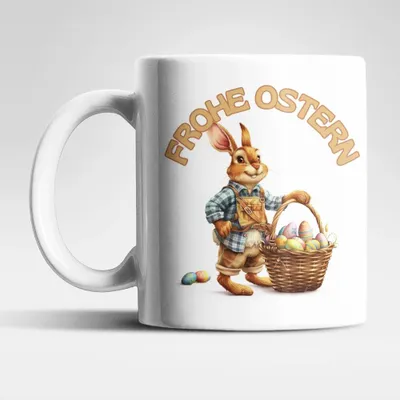 Produktbild von Ostern Hase Ostereier Kaffeetasse Teetasse Tasse Geschenkidee 325 ml – Hase-01
