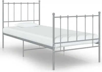 Produktbild von Metallbett Grau 100x200 cm mit integriertem Lattenrost, pulverbeschichtet