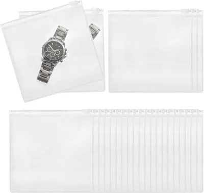 Obrázok produktu pre PVC vrecká, 25 ks, 6 x 6 cm, priehľadné, samouzavíracie, malé cestovné vrecká na náušnice a náramky