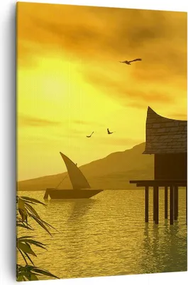 Produktbild von Bild auf Leinwand - Leinwandbild - Einteilig - Asien Berg Meer Felsen - 70x100cm - Wand Bild - Wanddeko - Wandbilder - Leinwanddruck - Wanddekoration - Leinwand bilder - Wandbild - PA70x100-0363