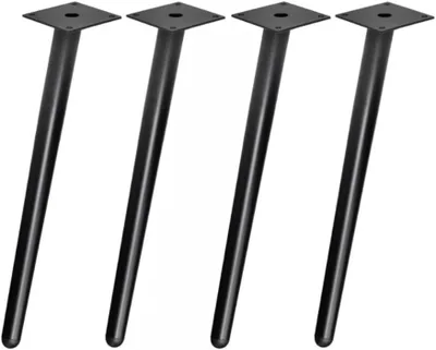 Produktbild von 4er-Set Metallmöbelfüße, 45 cm hoch, Schwarz Matt, Schräg