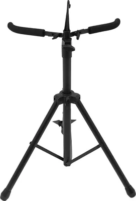 Produktbild von Faltbarer Gitarren- und Geigenständer - Höhenverstellbares Bodenstativ 74–120 cm - Stabiler Metallrahmen - Rutschfeste Schaumstoffpolster - Schwarz