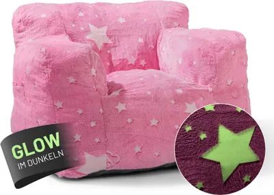 Image de LUMALAND Fauteuil "Glow in the Dark" - Kids Size - Design étoiles - Housse douce & lavable