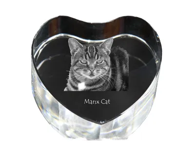 Produktbild von Manx-Katze - Kristalluhr mit Katzenbild, Herzregal-Uhr, personalisierte Standuhr von Art-Dog.