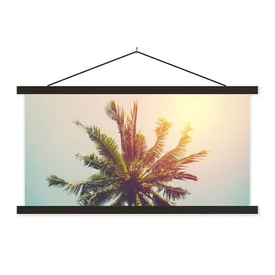 Produktbild von MuchoWow® Textilposter Palme - Sommer - Tropisch - Sonne 90x45 cm mit schwarzem Rahmen - Klemmleisten