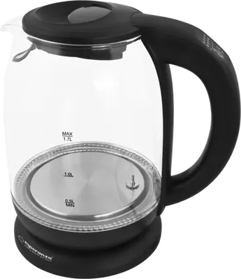 Produktbild von Czajnik Esperanza EKK027 Czarny Szkło Plastik 2200 W 1,7 L