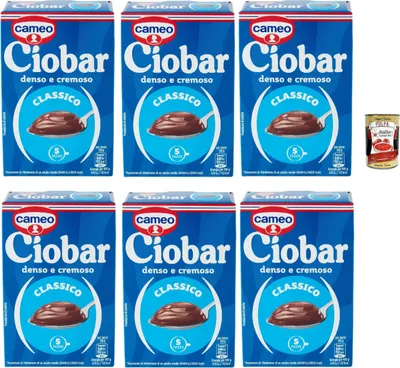 Produktbild von Cameo Ciobar Classico 6x125g | Italienische Trinkschokolade, dicht & cremig – 30 Tassen, Topf oder Mikrowelle, Winter- & Dessert-Genuss Vorratspack + Italian Gourmet polpa