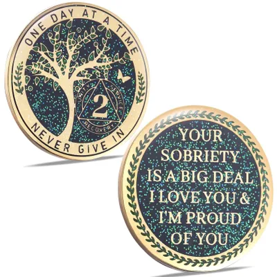 Immagine prodotto di Moneta commemorativa per 2 anni di sobrietà - Medaglia "Albero della Vita"